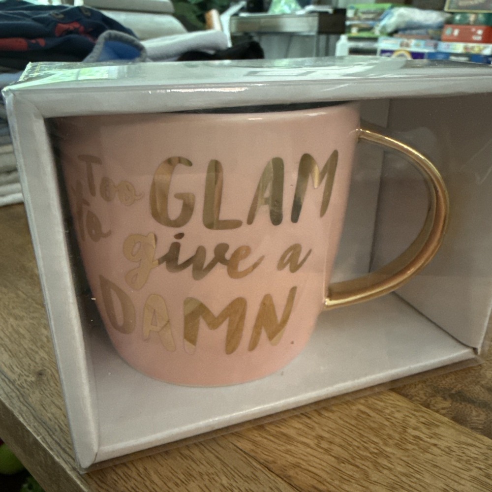 Slant Too Glam To Give A Damn Ceramic Coffee Mug Gift Box Retail $24